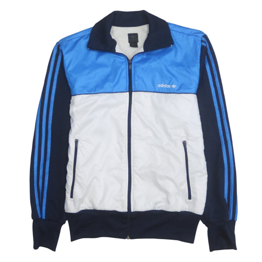 Adidas Men's Blue White Track Jacket M Regular Fit Full Zip Retro Style