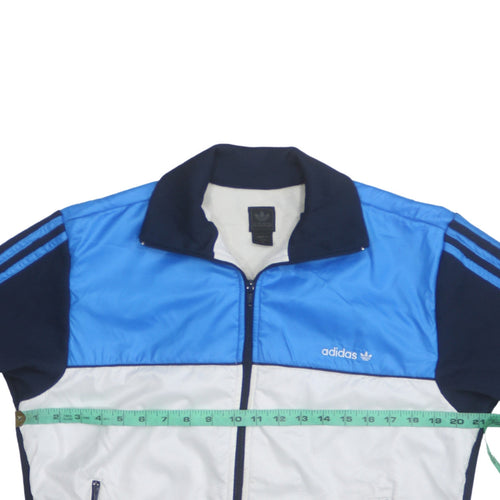 Adidas Men's Blue White Track Jacket M Regular Fit Full Zip Retro Style