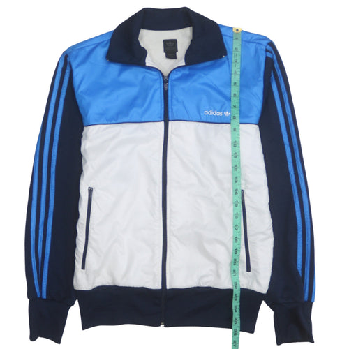 Adidas Men's Blue White Track Jacket M Regular Fit Full Zip Retro Style