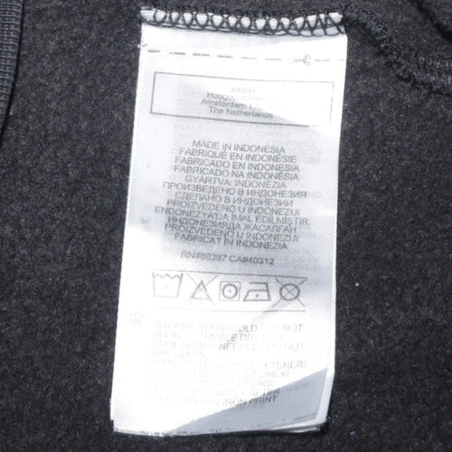 Adidas Women Black Crew Neck Pullover Sweatshirt UK 10 Logo Print