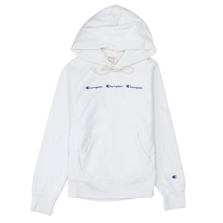 Champion Womens White Reverse Weave Hoodie Medium Pullover Cotton Blend
