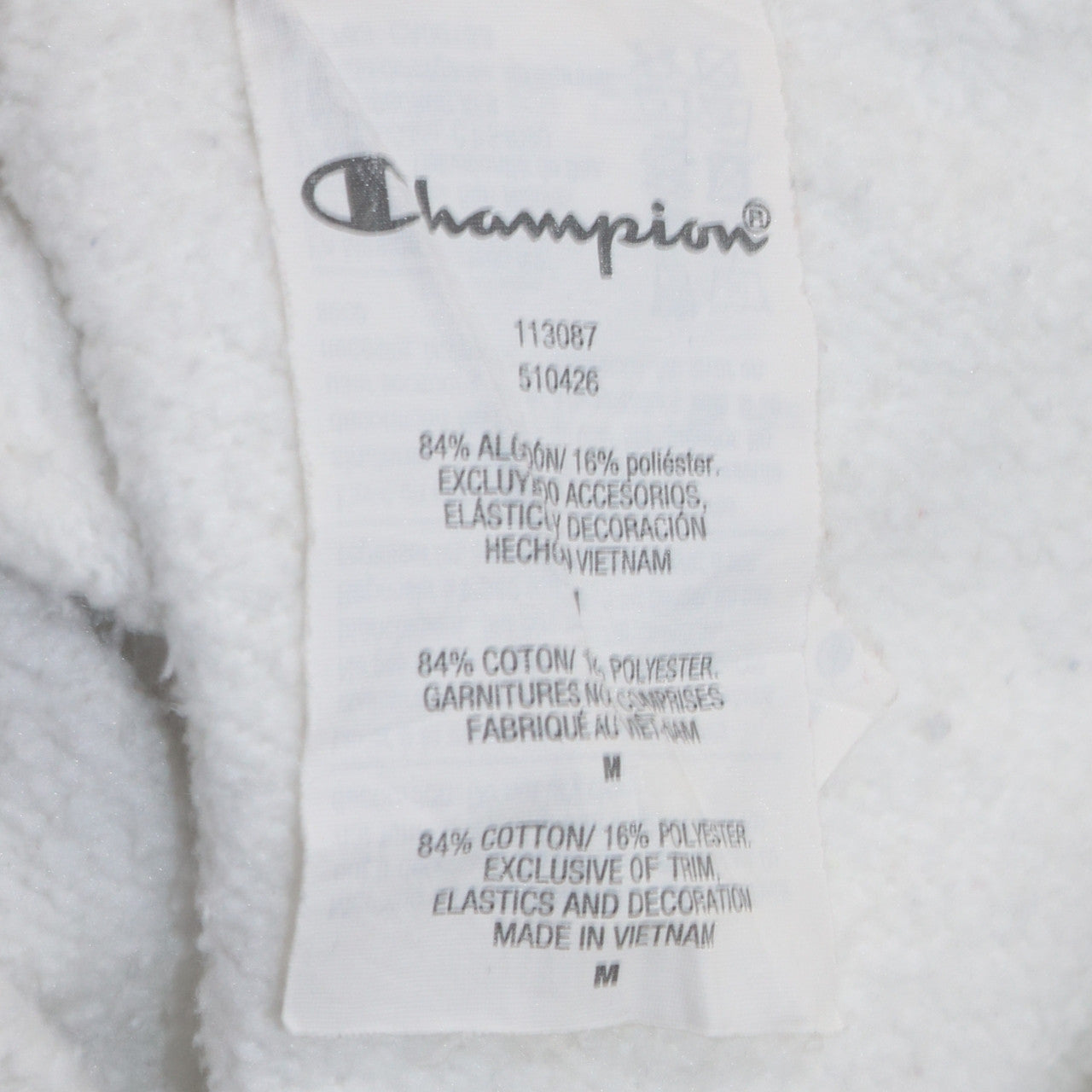 Champion Womens White Reverse Weave Hoodie Medium Pullover Cotton Blend