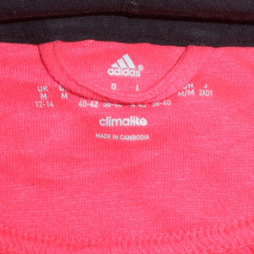 Adidas Womens Red Full Zip Hooded Sweatshirt UK 12-14 Climalite