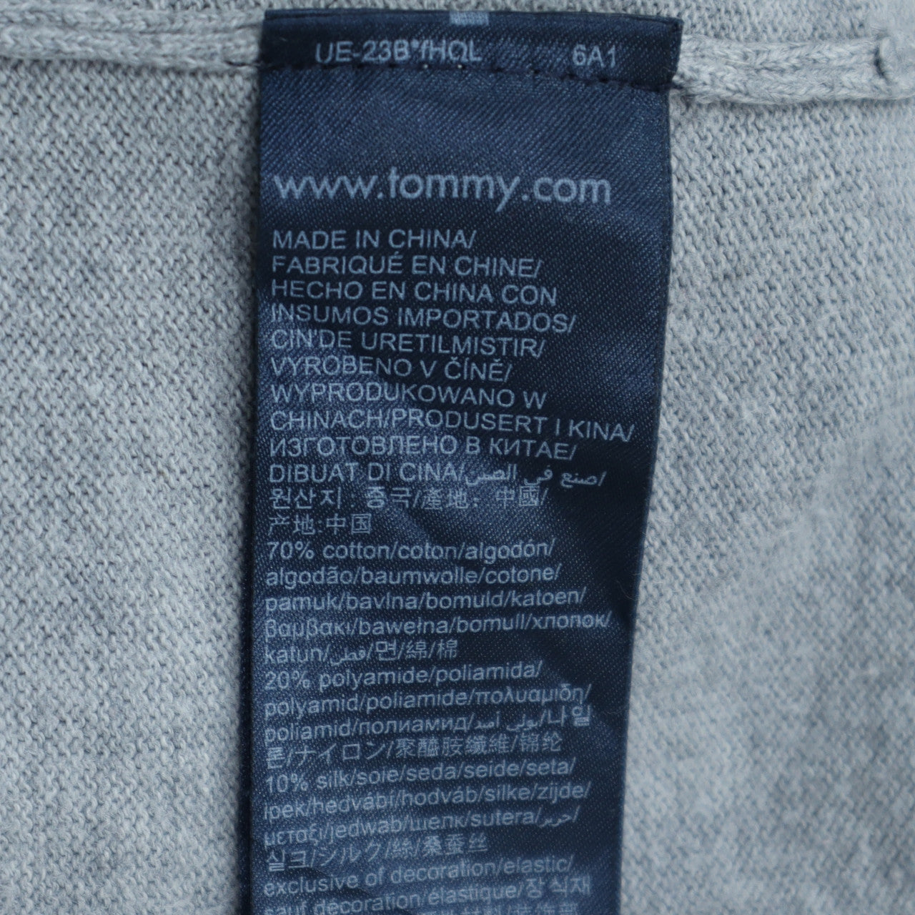 Tommy Hilfiger Men Grey Full Zip Luxury Cotton Hoodie Size L