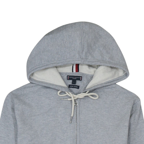 Tommy Hilfiger Men Grey Full Zip Luxury Cotton Hoodie Size L