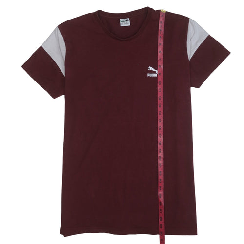 Puma Men's Red Colourblock Crew Neck Short Sleeve T-Shirt XL