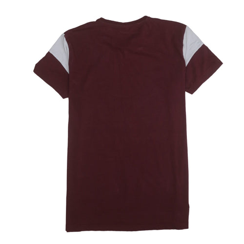 Puma Men's Red Colourblock Crew Neck Short Sleeve T-Shirt XL
