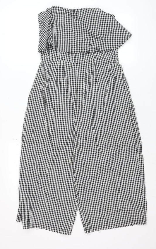 Luwalot Women’s Black Gingham Off Shoulder Wide-Leg Jumpsuit Size 10