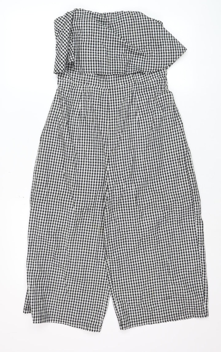 Luwalot Women’s Black Gingham Off Shoulder Wide-Leg Jumpsuit Size 10