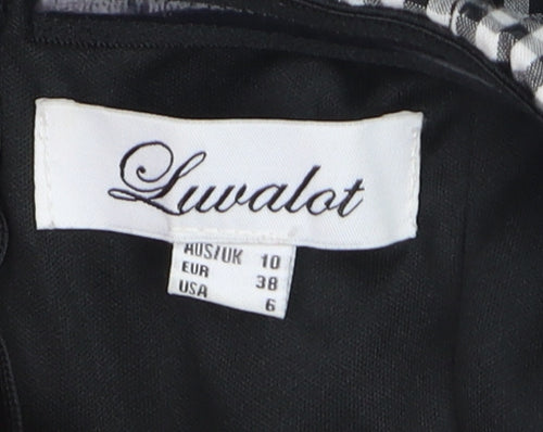 Luwalot Women’s Black Gingham Off Shoulder Wide-Leg Jumpsuit Size 10