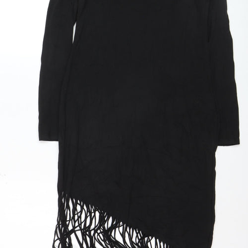 H&M Women’s Black Asymmetric Fringe Midi Dress Size 12