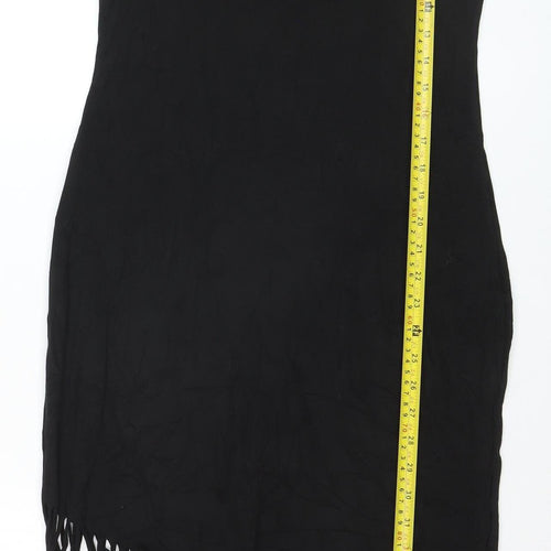 H&M Women’s Black Asymmetric Fringe Midi Dress Size 12