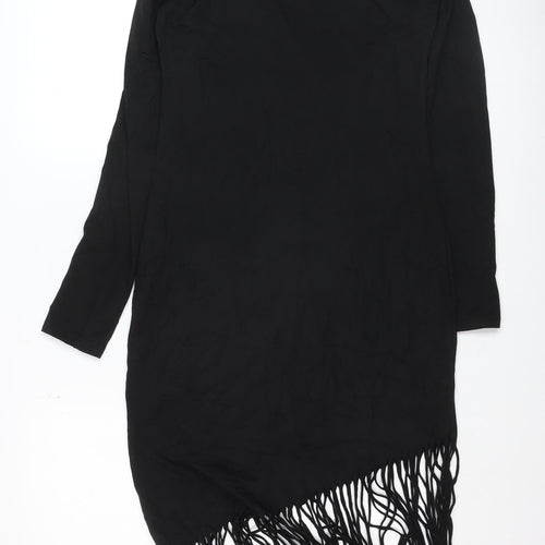 H&M Women’s Black Asymmetric Fringe Midi Dress Size 12