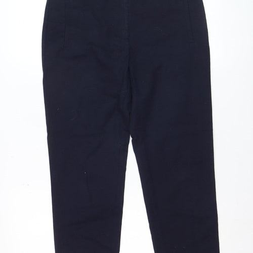 Mango Women Navy Blue Slim Trousers Size 10 Cotton Blend