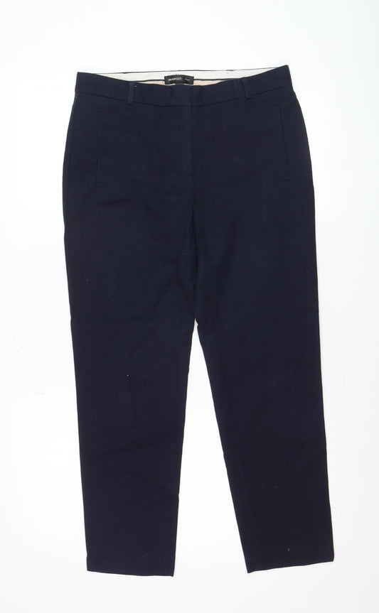 Mango Women Navy Blue Slim Trousers Size 10 Cotton Blend