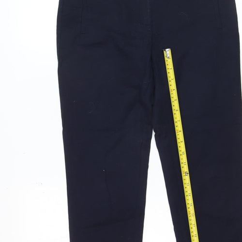 Mango Women Navy Blue Slim Trousers Size 10 Cotton Blend