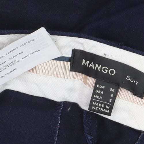 Mango Women Navy Blue Slim Trousers Size 10 Cotton Blend