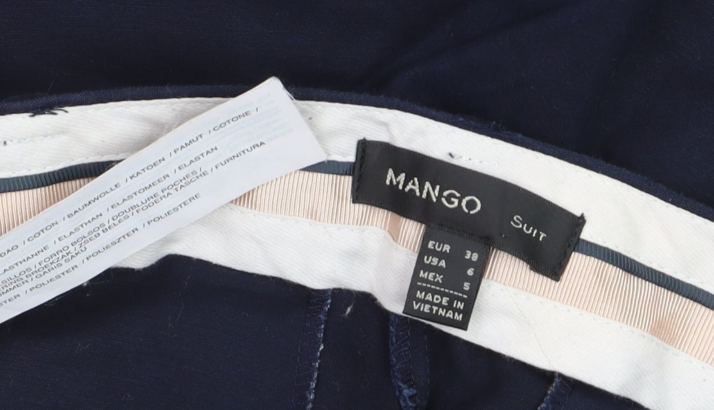 Mango Women Navy Blue Slim Trousers Size 10 Cotton Blend