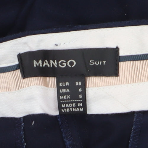 Mango Women Navy Blue Slim Trousers Size 10 Cotton Blend