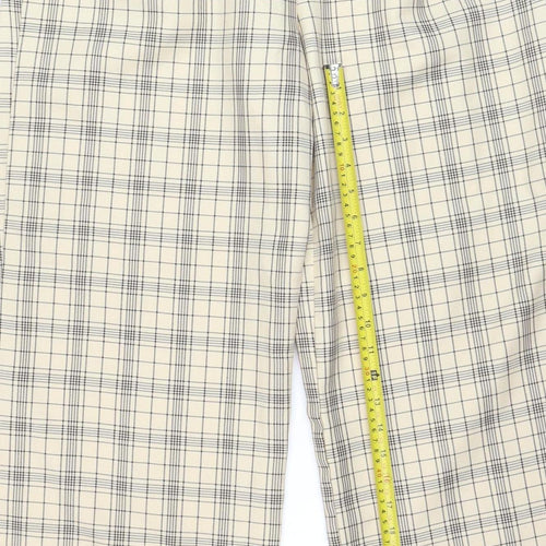 Stradivarius Women Beige Check Pleated Wide-Leg Trousers Size 14