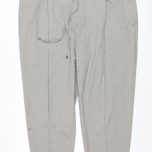 Marks and Spencer Womens Beige Check Tapered Trousers Size 24