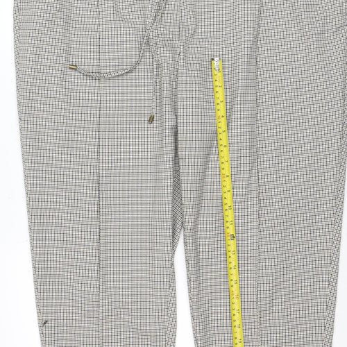 Marks and Spencer Womens Beige Check Tapered Trousers Size 24