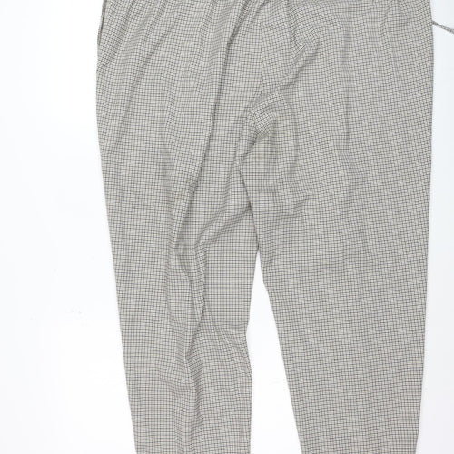 Marks and Spencer Womens Beige Check Tapered Trousers Size 24