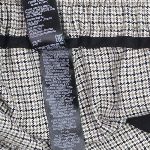 Marks and Spencer Womens Beige Check Tapered Trousers Size 24