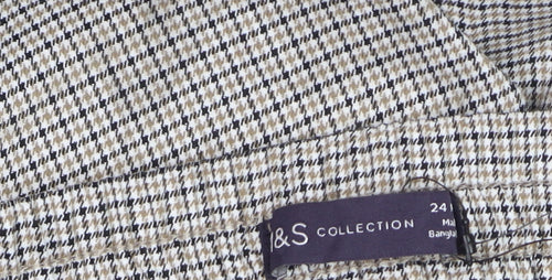 Marks and Spencer Womens Beige Check Tapered Trousers Size 24