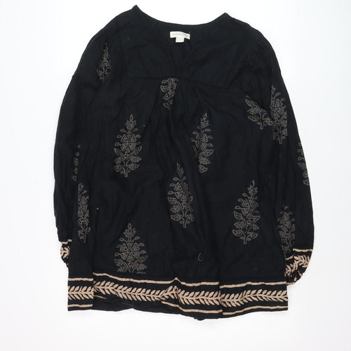 Monsoon Womens Black Embroidered Tunic Blouse Size 10