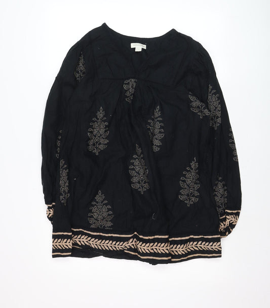 Monsoon Womens Black Embroidered Tunic Blouse Size 10