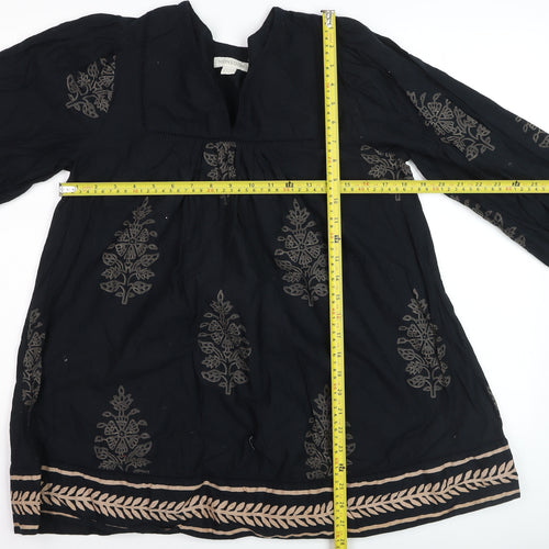 Monsoon Womens Black Embroidered Tunic Blouse Size 10