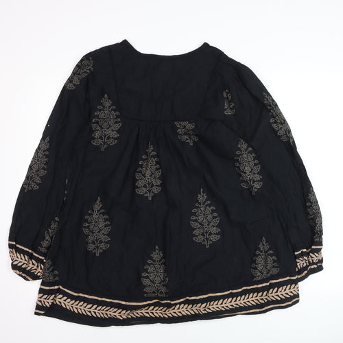 Monsoon Womens Black Embroidered Tunic Blouse Size 10