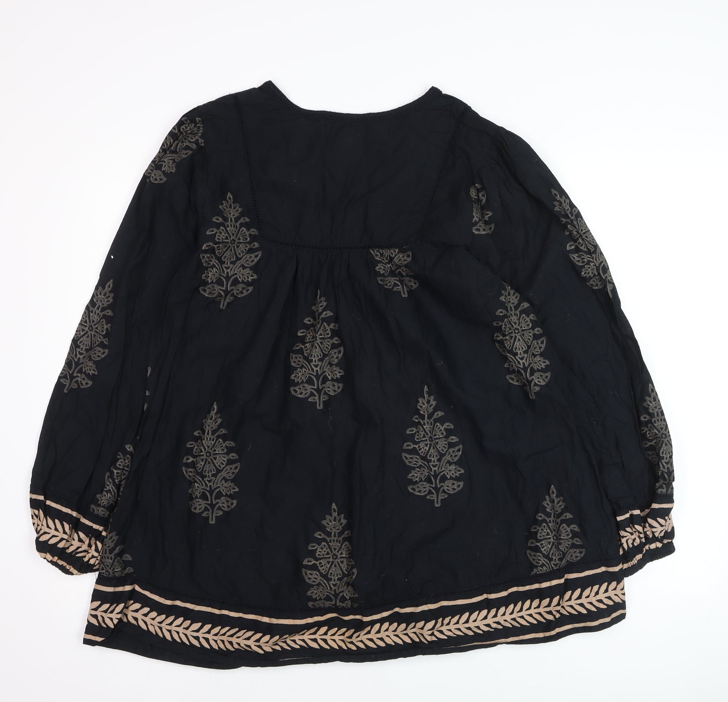 Monsoon Womens Black Embroidered Tunic Blouse Size 10