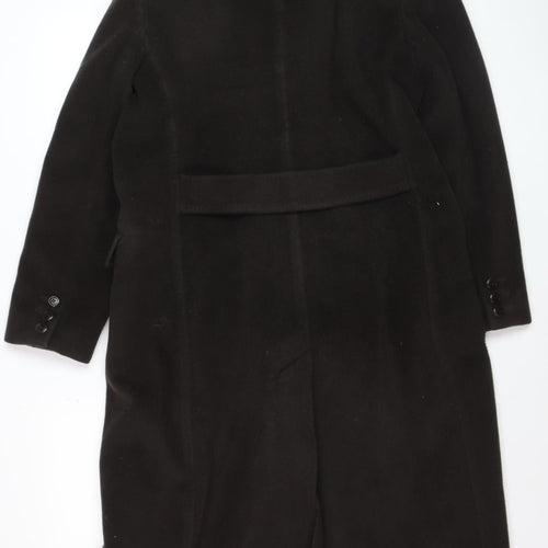 Jigsaw Women’s Black Wool Long Overcoat Size 14 Classic Formal