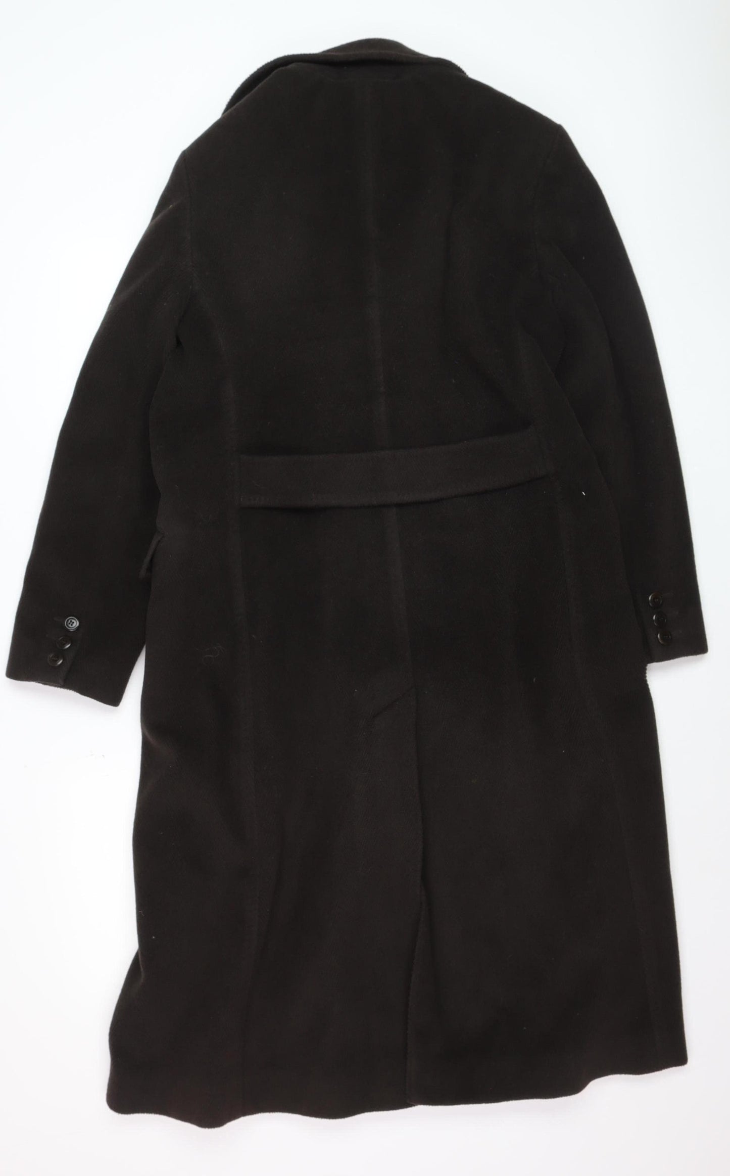 Jigsaw Women’s Black Wool Long Overcoat Size 14 Classic Formal