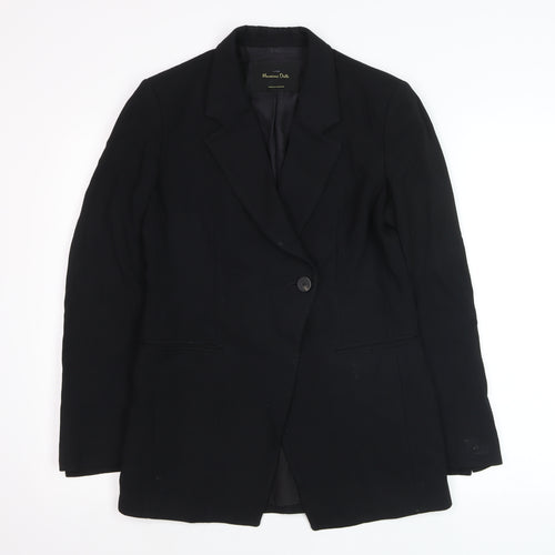Massimo Dutti Womens Black Wool Blazer Jacket Size 12