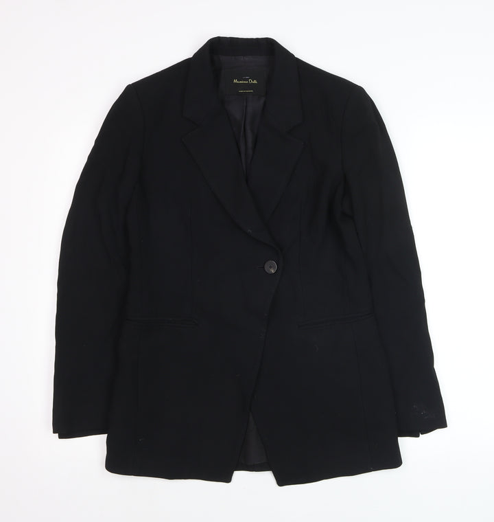 Massimo Dutti Womens Black Wool Blazer Jacket Size 12