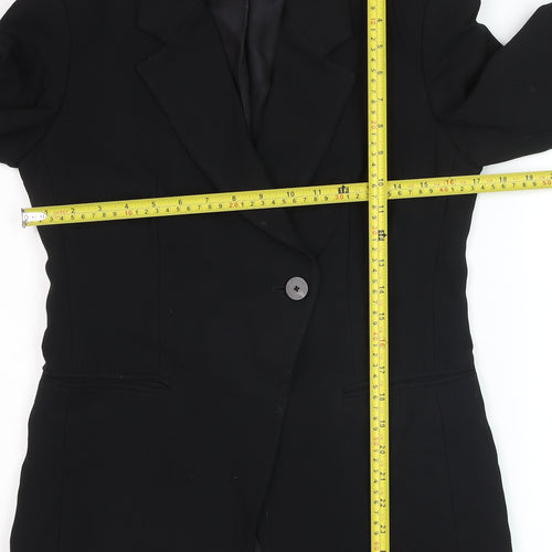 Massimo Dutti Womens Black Wool Blazer Jacket Size 12