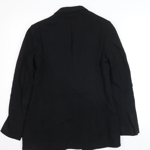 Massimo Dutti Womens Black Wool Blazer Jacket Size 12