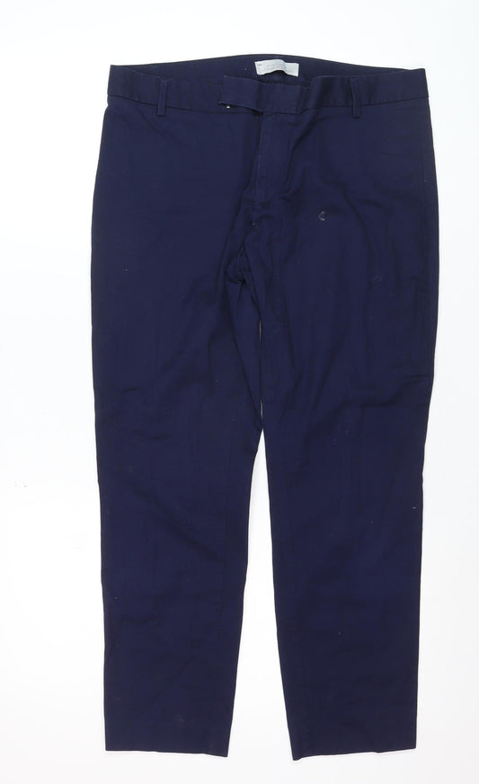 Gap Women Blue Slim Cropped Cotton Stretch Trousers Size 14