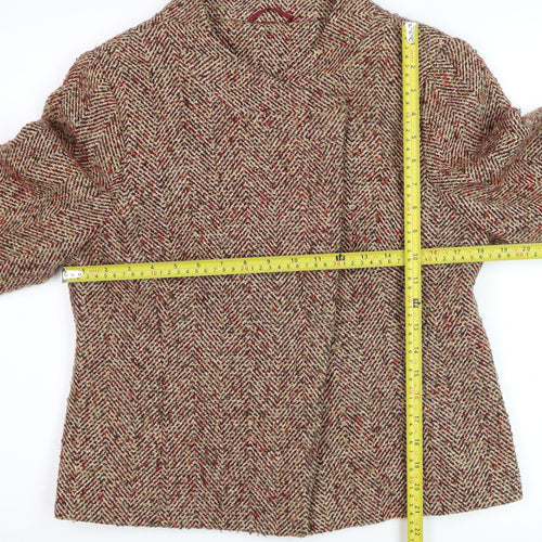 Dorothy Perkins Women Beige Wool Blend Tweed Blazer Jacket Size 14