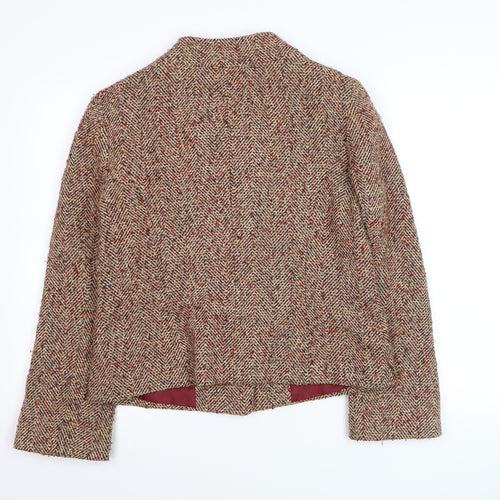 Dorothy Perkins Women Beige Wool Blend Tweed Blazer Jacket Size 14