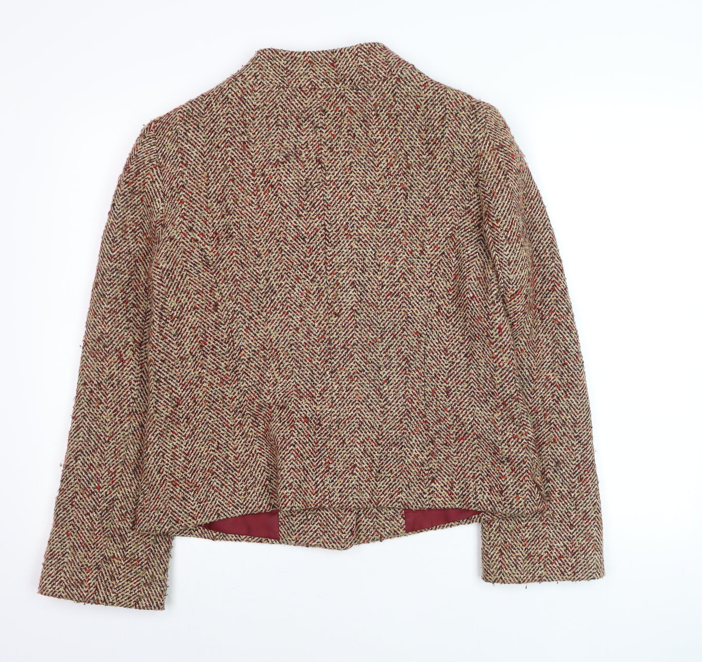 Dorothy Perkins Women Beige Wool Blend Tweed Blazer Jacket Size 14