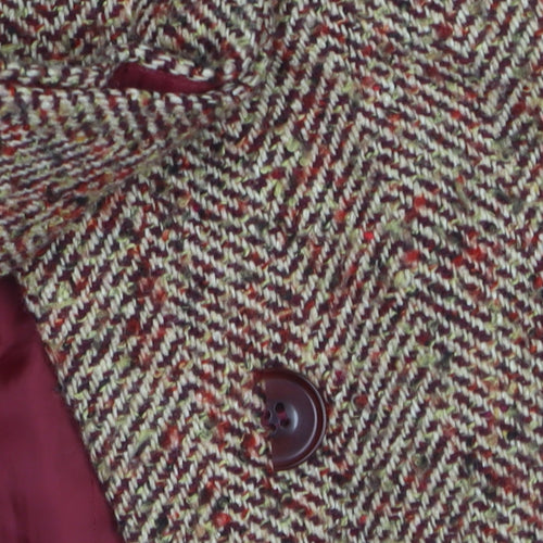 Dorothy Perkins Women Beige Wool Blend Tweed Blazer Jacket Size 14