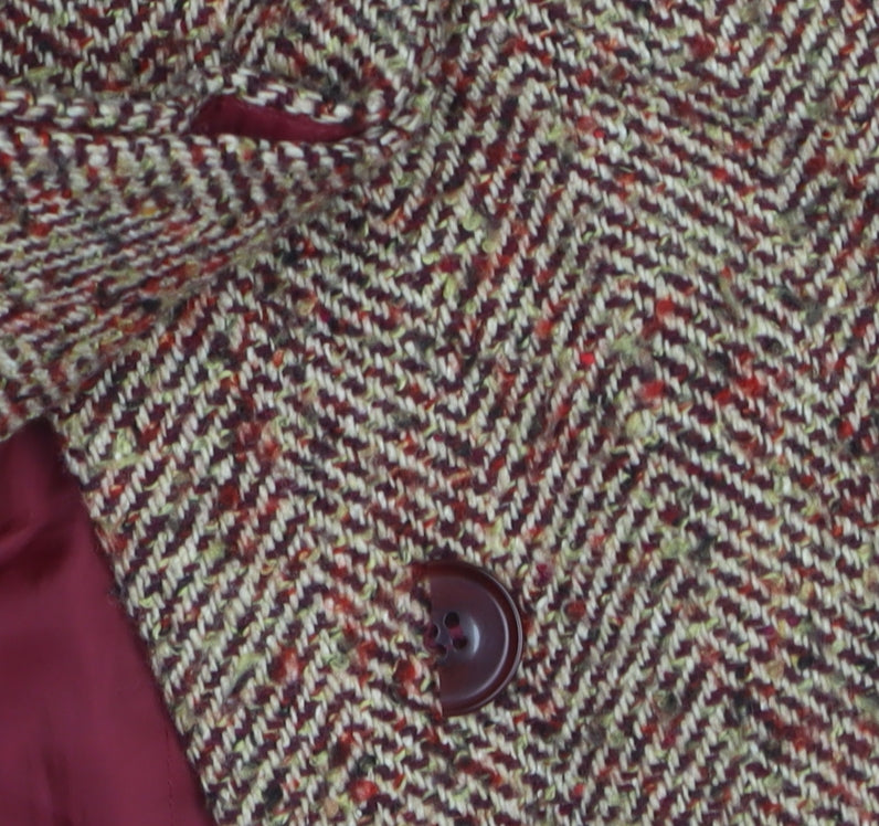 Dorothy Perkins Women Beige Wool Blend Tweed Blazer Jacket Size 14