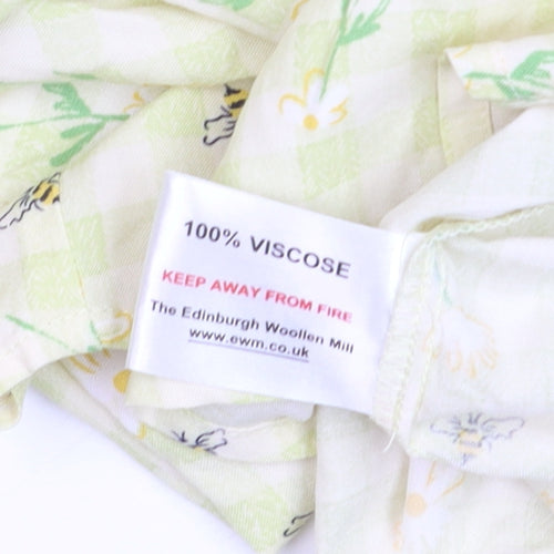 Country Rose Women Green Floral Check Viscose Button-Up Shirt Size 14