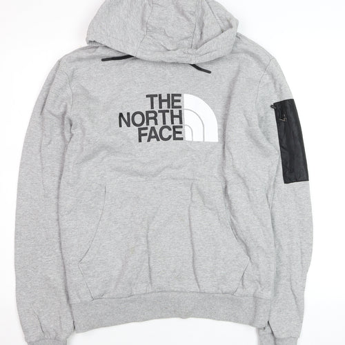 The North Face Men's Grey Pullover Hoodie M Regular Fit Logo Design