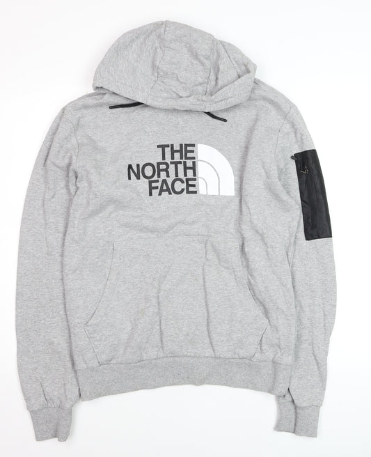 The North Face Men's Grey Pullover Hoodie M Regular Fit Logo Design