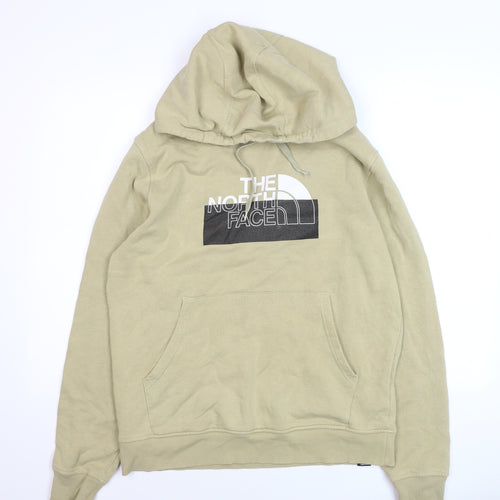 The North Face Men's Beige Pullover Hoodie L Fleece Logo Sweatshirt